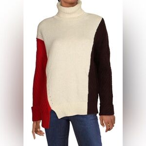 French Connection Wool Blend Colorblock Turtleneck Sweater - NWT - Size L